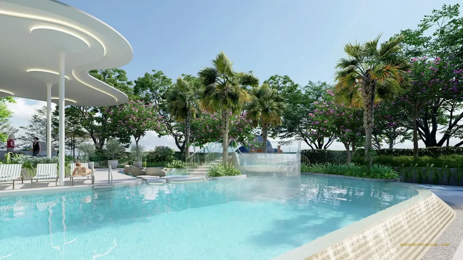 Hồ bơi ánh sao tích hợp âm thanh dưới nước – phối cảnh