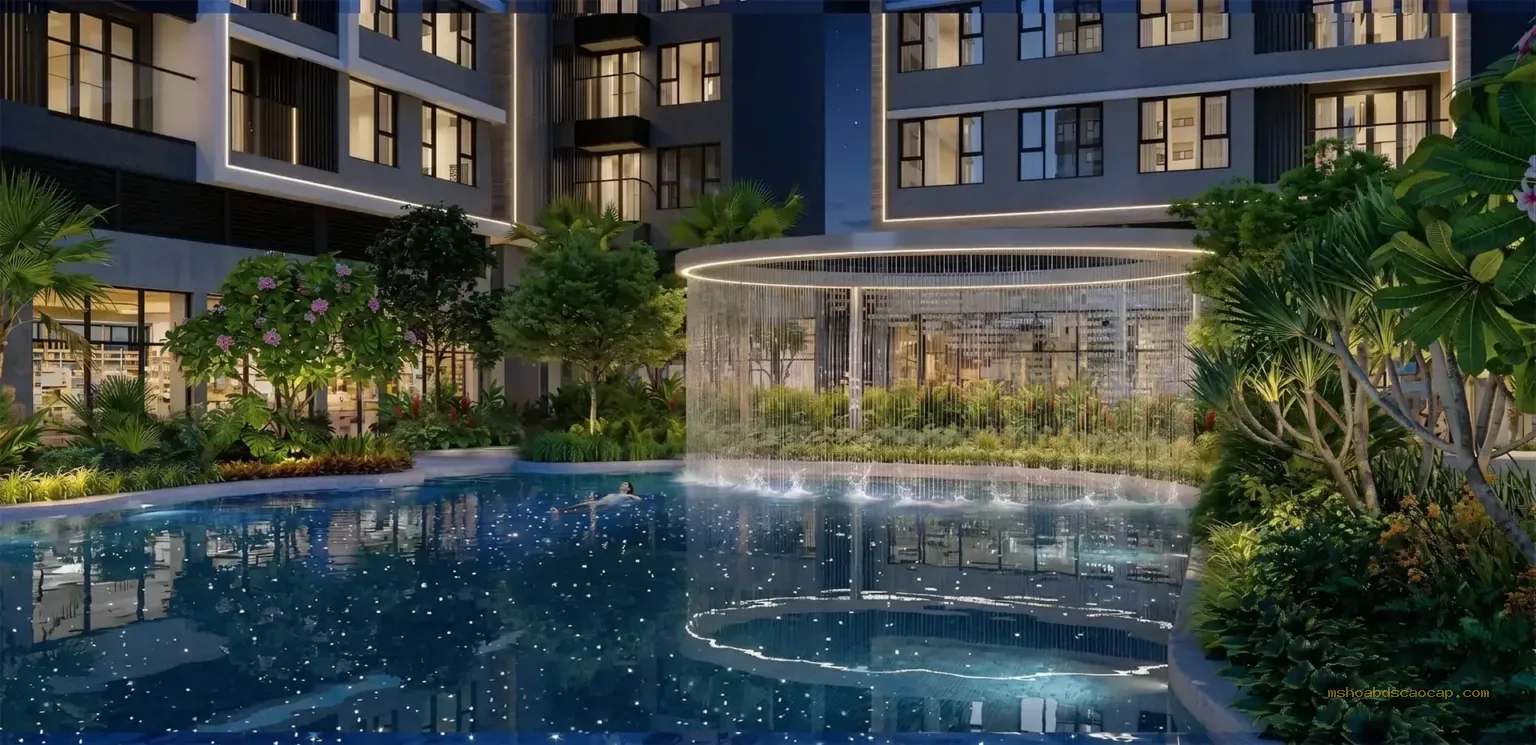 Màn mưa cạnh hồ bơi Gladia Heights – phối cảnh