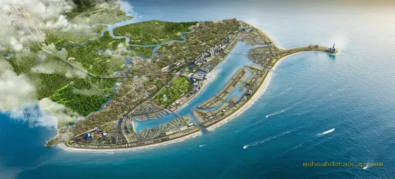 Toàn cảnh tổng thể đô thị biển Vinhomes Green Paradise Cần Giờ nhìn từ trên cao